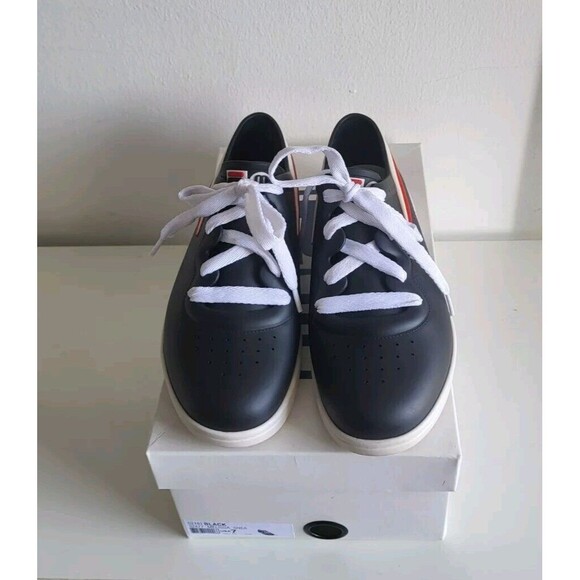 Melissa X Fila Women's Ruber Black Lace-up Jelly Red Stripe Sneakers Size 7 - Picture 3 of 13